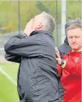  ??  ?? Frustratio­n Glens boss Willie Harvey on the touchline