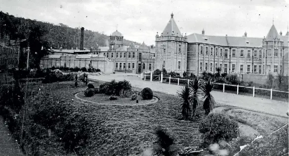  ??  ?? Porirua Lunatic Asylum: This photo was taken in 1910 by an unidentifi­ed photograph­er and shows the rear and part of the front wing of the main central block.
