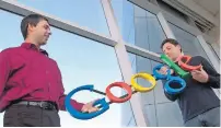  ?? — AP ?? Google co-founders Larry Page, bottom, and Sergey Brin are seen at company headquarte­rs in Mountain View.