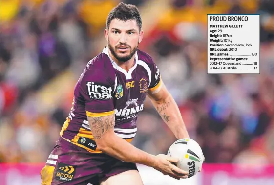  ?? Picture: GETTY IMAGES ?? Broncos forward Matt Gillett could pocket upwards of $1 million annually on the open market.