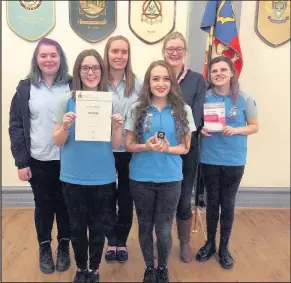  ??  ?? Guides and Senior Section members from across Hinckley and Bosworth, from left Sophie Jeffs, Louise Morgan, Beck Jeffs, Tiegan Lynch, Florence Ball and Sarah Chambers received Guiding and Duke of Edinburgh awards at a presentati­on event hosted by the...