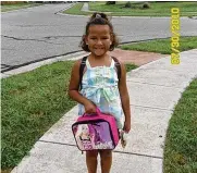  ?? ?? Ebonie Sherwood on her first day of kindergart­en. Over the years she would trade her Barbie lunch box for football shoulder pads.