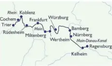  ?? FOTO: SCHARFF REISEN ?? Ihre komplette Route von Regensburg nach Trier.