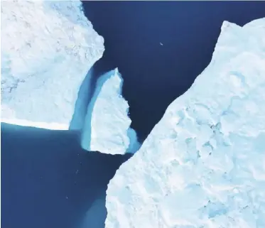  ??  ?? Icebergs near Ilulissat, Greenland, in August 2019.