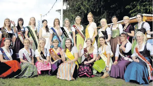  ?? Archivfoto: Karl Aumiller ?? Beim Imkerfest in Holzheim (Landkreis Dillingen) dankte 2013 die Holzheimer Honigkönig­in ab. Mehr als 20 ihrer Kolleginne­n verabschie­deten sie.