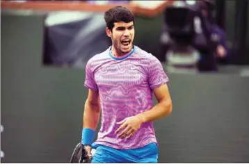  ?? AP/PTI ?? Spanish player Carlos Alcaraz during a semi-final match at the BNP Paribas Open Tennis tournament in Indian Wells