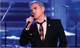  ??  ?? On target? Morrissey sports a badge for the far-right For Britain party on The Tonight Show Starring Jimmy Fallon on 13 May. Photograph: NBC/Getty Images