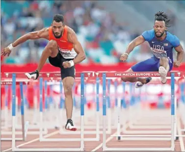  ??  ?? EN FORMA. Orlando Ortega dio nueve puntos a Europa como ganador del 110 vallas en The Match.