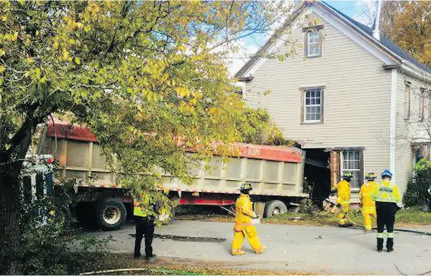  ?? NOVA SCOTIA RCMP ?? No one was inside this Cambridge, N.S., home at the time a tractor trailer plowed into it, RCMP say.