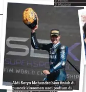  ?? ?? Aldi Satya Mahendra bisa finish di puncak klasemen usai podium di WSSP300 Catalunya 2024