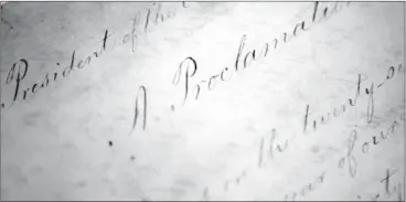  ?? Associated Press ?? This 2005 file photo shows the original Emancipati­on Proclamati­on on display in the Rotunda of the National Archives in Washington.