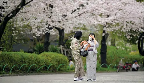  ?? Photo: AP Photo ?? The early arrival of the cherry blossom season to Japan struck an optimistic chord as the country slowly reopens to foreign travellers.