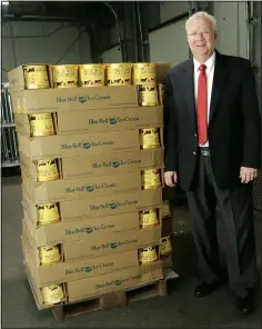  ?? (Arkansas Democrat-Gazette/Helaine R. Williams) ?? Doug Hutchins, branch manager for Blue Bell Creameries in North Little Rock, is representi­ng the company as one of the recipients of the Heart and Treasure Award at the Alex Foundation’s Oct. 1 World Architectu­re Day observance. Hutchins is an active volunteer, inside and outside the Blue Bell sphere.