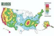  ?? U.S. GEOLOGICAL SURVEY ?? This map shows the earthquake risk in the United States.