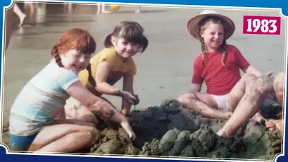  ??  ?? 1983 EACH day’s top priority in 1983 was to try to dig a hole to Australia. We never managed it, but here I’m doing my very best with my sister Sheila, her brown hair in bunches, and our cousin in the red T-shirt.