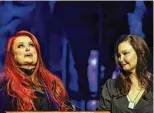  ?? PHOTO BY WADE PAYNE/ INVISION/AP ?? Wynonna Judd, left, looks to the sky as sister Ashley Judd watches during the Medallion Ceremony at the Country Music Hall Of Fame on Sunday in Nashville, Tennessee.