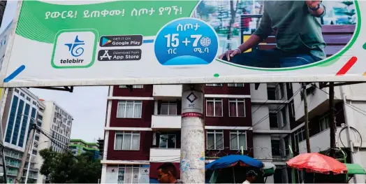  ?? ?? Une publicité pour Ethio Telecom, à Addis Abeba. (Crédits : Reuters)