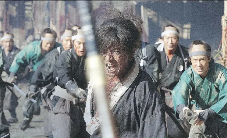  ??  ?? Takuya Kimura stars in Blade of the Immortal, which shares more than a passing resemblanc­e to the story of Wolverine.