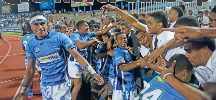  ?? Photo: Jone Luvenitoga ?? Defending Coke Zero Deans Trophy champions Queen Victoria School Under-18 rugby side thanked their lucky stars for making it into the final again. Last night, they pipped St John’s College 15-13 in the semifinal at Suva’s ANZ Stadium. Trailing 12-13...
