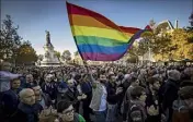  ?? (Photo EPA/MaxPPP) ?? La manifestat­ion s’est tenue après une série d’agressions homophobes dans la capitale.