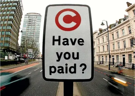  ?? PHOTO: REUTERS ?? Many New Zealand local authoritie­s want to introduce more user-pays mechanisms, following the example of London’s congestion charges.