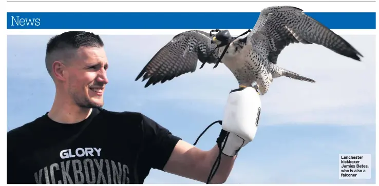  ??  ?? Lanchester kickboxer Jamies Bates, who is also a falconer