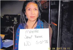  ?? SOURCE: MORTON COUNTY, N.D., SHERIFF’S OFFICE ?? Jenni Monet was arrested last year while covering a pipeline protest in North Dakota.