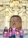  ??  ?? (From left) Ma. Luna Montealto, Carmela Therese Novilla, Raphael Kiefer, Luchi Elpusan, and Mary Joy Elorio in front of Miagao Church.