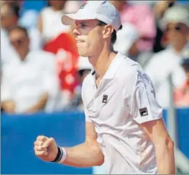  ?? AP ?? Sam Querrey of the United States after winning a point against Marin Cilic of Croatia during their Davis Cup semifinal singles match in Zadar, Croatia, on Sunday.