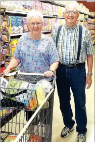  ?? Photo by Randy Moll ?? Jim and Faith Sampson of Gentry shopped at the new Gentry Harps Food Store on Sept. 21 and said they thought it was great to have a Harps Store in Gentry.