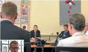  ?? STACEY KIRK/STUFF ?? Rebecca Kitteridge and Andrew Hampton appear before the intelligen­ce and security meeting led by Prime Minister Jacinda Ardern and National Party leader Simon Bridges.