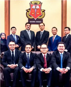  ??  ?? (Standing, from left) Dayangku Sa’adiah, Irawan, Sarbjit, Ng, Saifunniza­m and Emeric join (seated, from left) Benny, Sahathevan, Liew and Wung in a photo-call.