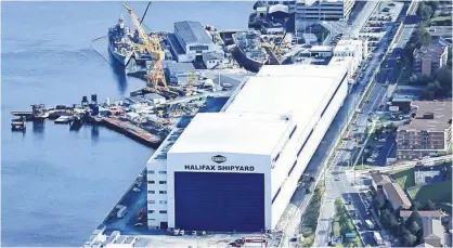  ?? POSTMEDIA ?? An aerial image of Irving Shipbuildi­ng’s Halifax Shipyard.