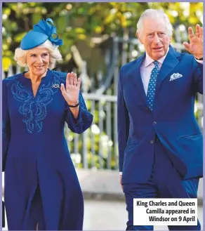  ?? ?? King Charles and Queen Camilla appeared in Windsor on 9 April