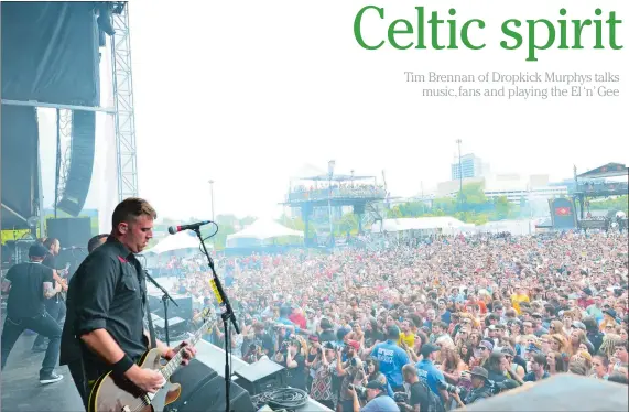  ?? ROBB D. COHEN, INVISION/AP ?? Al Barr, Tim Brennan, Ken Casey, Jeff DaRosa, Matt Kelly, James Lynch and Scruffy Wallace of Dropkick Murphys performing at the 2014 Shaky Knees Music Festival in Atlanta.