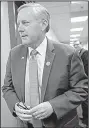  ?? AP/J. SCOTT APPLEWHITE ?? Rep. Mark Meadows, R-N.C. and chairman of the House Freedom Caucus, walks on Capitol Hill in March.