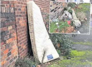  ??  ?? DUMPED: Fly-tipped rubbish on Lonsdale Street in Stoke.