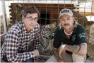  ?? Photograph: unknown/BBC ?? Before Tiger King there was Louis Theroux’s Beware of the Tiger. Theroux with former big cat breeder Joe Exotic.