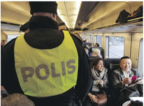  ?? STIG AKE JONSSON / TT VIA AP FILES ?? Sweden is imposing new travel restrictio­ns aimed at stopping undocument­ed migrants from reaching the country. It’s an abrupt reversal to the country’s open- door policy after receiving more than 160,000 asylum-seekers last year.