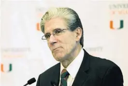  ?? J PAT CARTER/AP ?? UM President Julio Frenk remains optimistic that there will be a college football season.