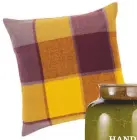  ??  ?? modern Check
Ochre and mulberry check cushion, £12, Sainsbury’s Home