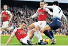  ??  ?? Desperate: Rob Holding’s tackle on Son Heung-min merited a spot-kick