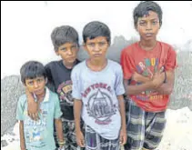  ?? HT PHOTO ?? The four children of Jyoti and Sukhdev Singh, who died due consumptio­n of hooch on Saturday, at a locality in Tarn Taran district.