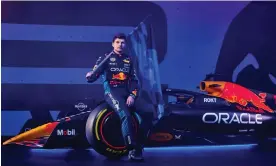  ?? ?? Max Verstappen shows off Red Bull’s RB20 at the official launch on Thursday. Photograph: Oracle Red Bull Racing/PA