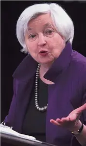  ?? — AFP ?? Making a point: The FOMC statement and chair Janet Yellen’s press conference emphasized the rebound in economic growth from the first quarter.