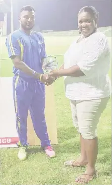  ??  ?? Veersammy Permaul was named Man-of-theMatch for his 3-35 in Guyana’s win over the Master Blasters