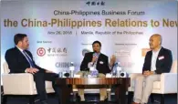  ?? PROVIDED TO CHINA DAILY ?? Panelists exchange views during the “How Business Can Transform in the Digital Era” panel discussion at Monday’s China-Philippine­s Business Forum in Manila.