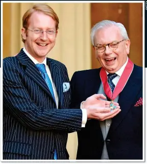  ??  ?? TRAGIC LOSS: Starkey celebrates receiving the CBE with James in 2007