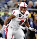  ?? DARRON CUMMINGS / AP FILE ?? N.C. State defensive end Bradley Chubb, who played at Hillgrove High, is considered the best pass rusher in the draft. Chubb could go as high as No. 3 to the Colts.