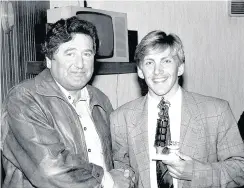  ??  ?? Club chairman Maurice Clayton, left, with Shepshed Charterhou­se player John Deakin.